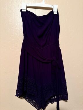 wild fable Navy Strapless Romper with Crochet Hem